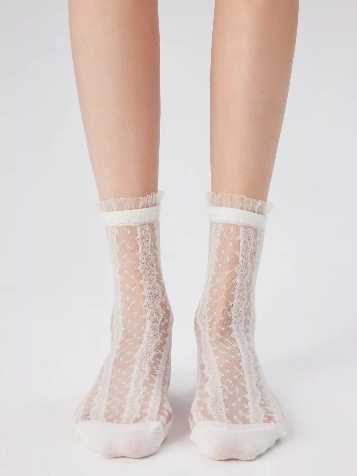 JACQUARD & LACE CREW SOCKS