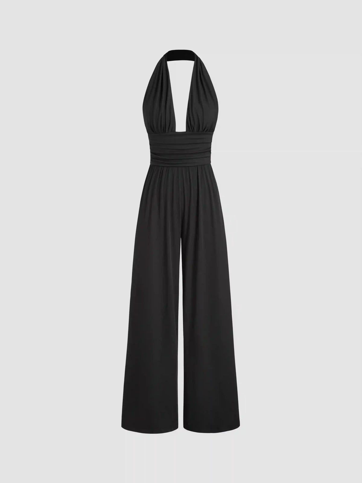 V-neck Ruched Wide Leg Jumpsuit