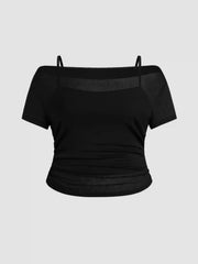 Off-shoulder Ruched Short Sleeve Tee & Cami Top Curve & Plus