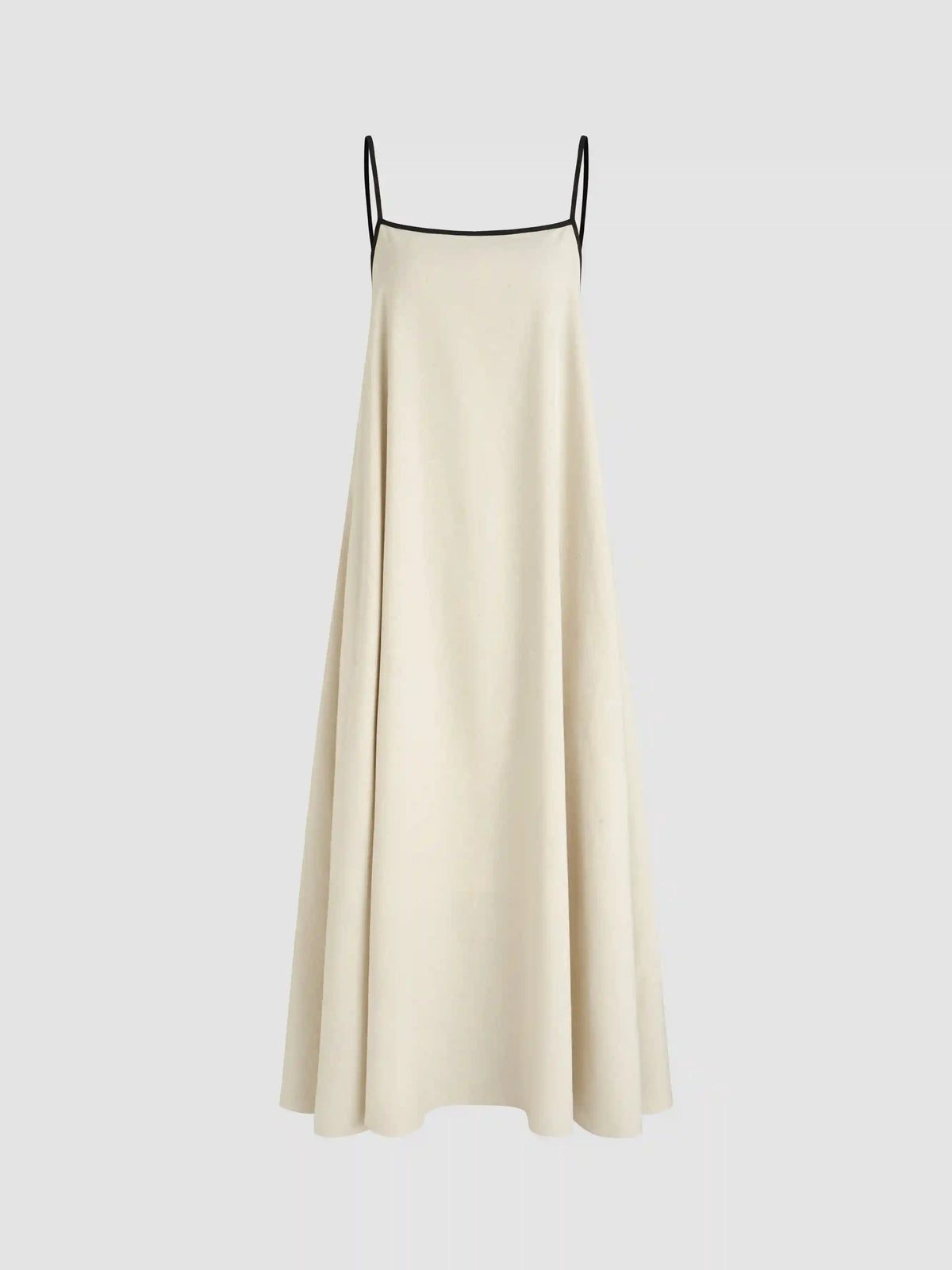 Linen-blend Square Neck Knotted Beaded Cami Maxi Dress