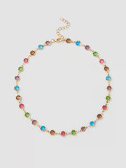 COLORFUL RHINESTONE CHAIN NECKLACE