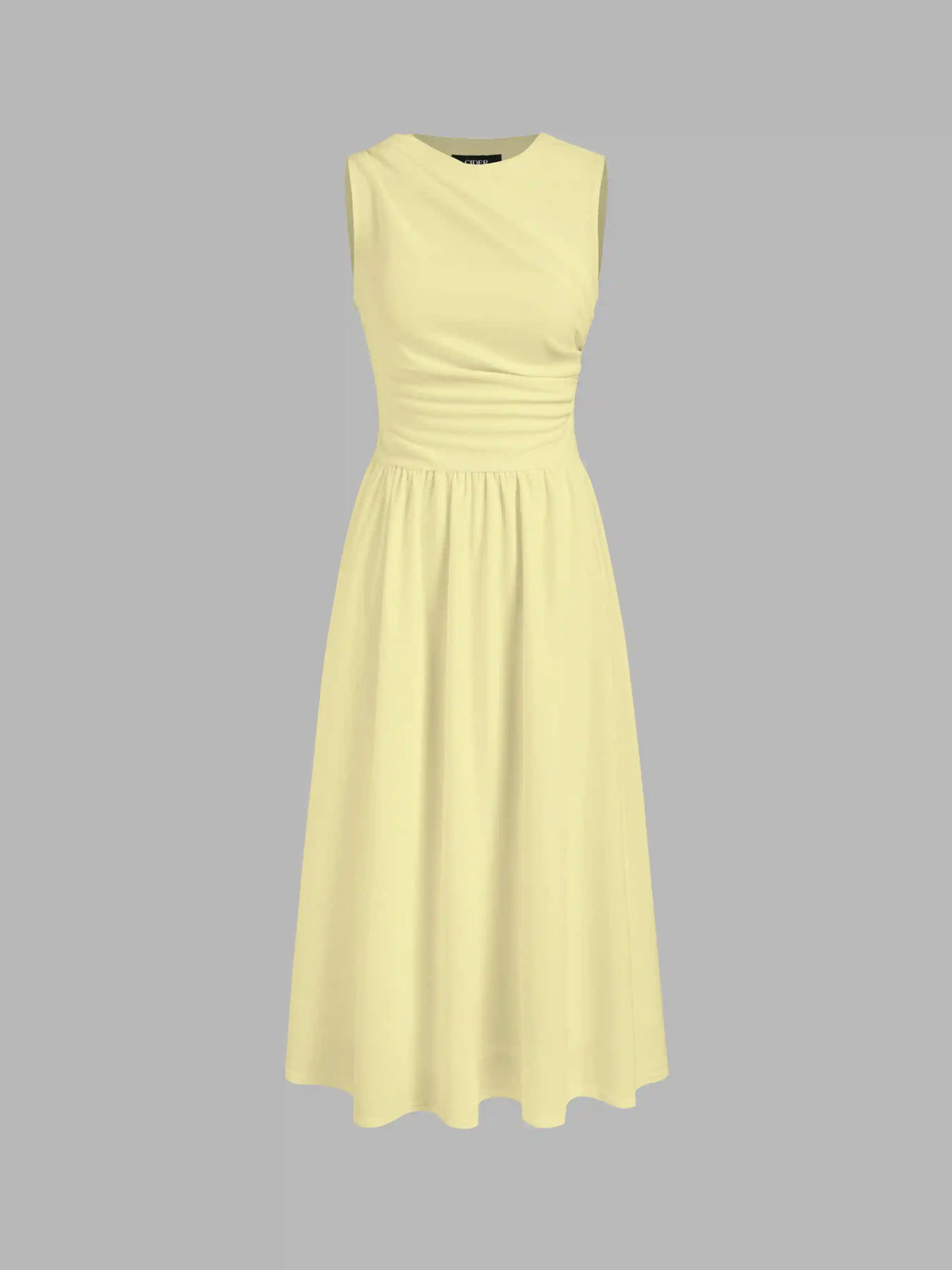 Round Neckline Ruched Maxi Dress