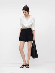 High Rise Cinched Waist Shorts