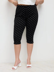 Cotton-blend Mid Rise Polka Dot Capri Leggings Curve & Plus