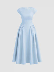 Sculptural Boat Neck Cut Out Backless Ruffle Maxi Dress