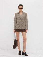 Notched Collar Check Blazer