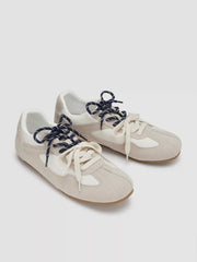 DOUBLE LACE-UP & EYE EMBROIDERED SNEAKERS