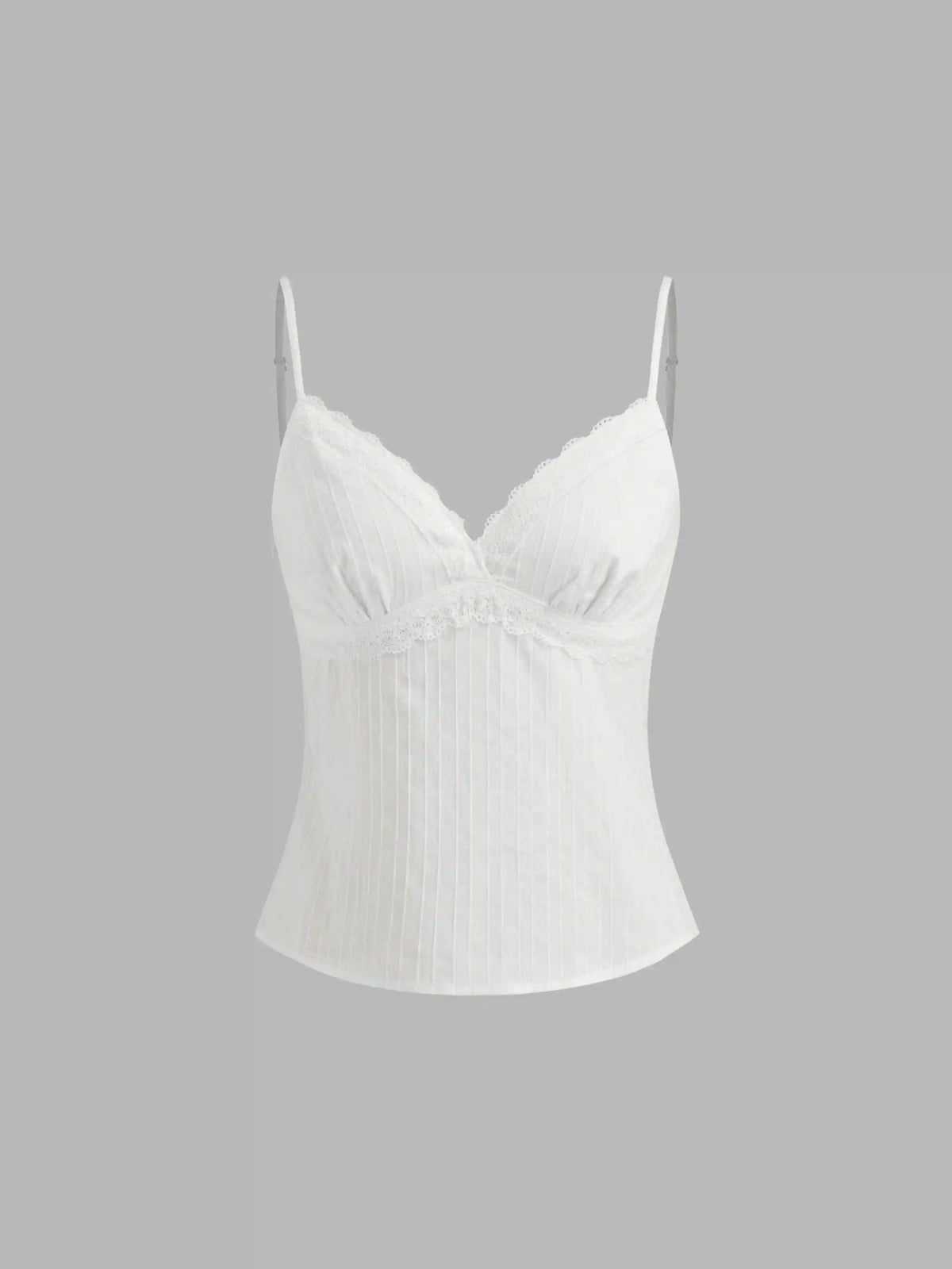 Cotton V-neck Lace Trim Cami Top