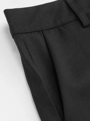 Petite Mid Rise Pleated Straight Leg Trousers