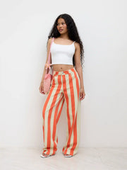 Cider Denim Low Rise Stripe Wide Leg Jeans