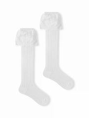 JACQUARD & LACE TRIM OVER THE KNEE SOCKS