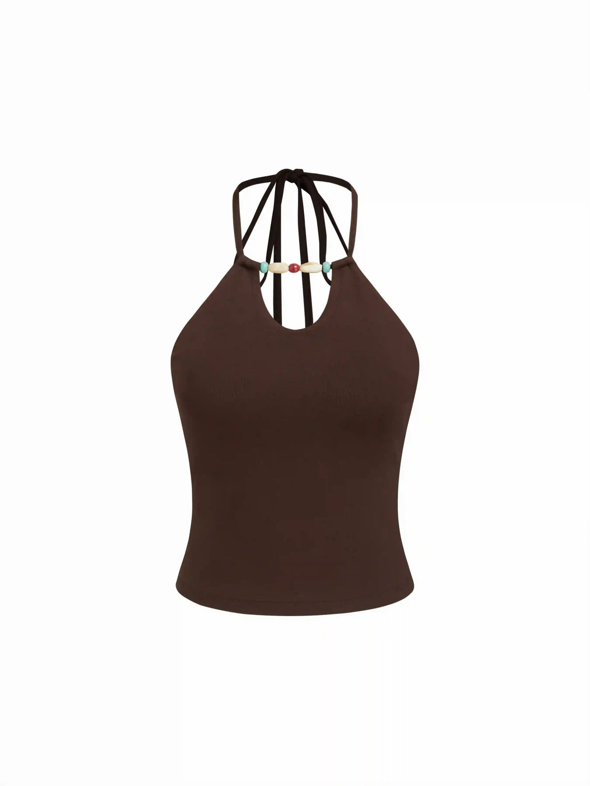 Halter Neckline Beaded Cami Top & Low Rise Drawstring Mini Skort Set