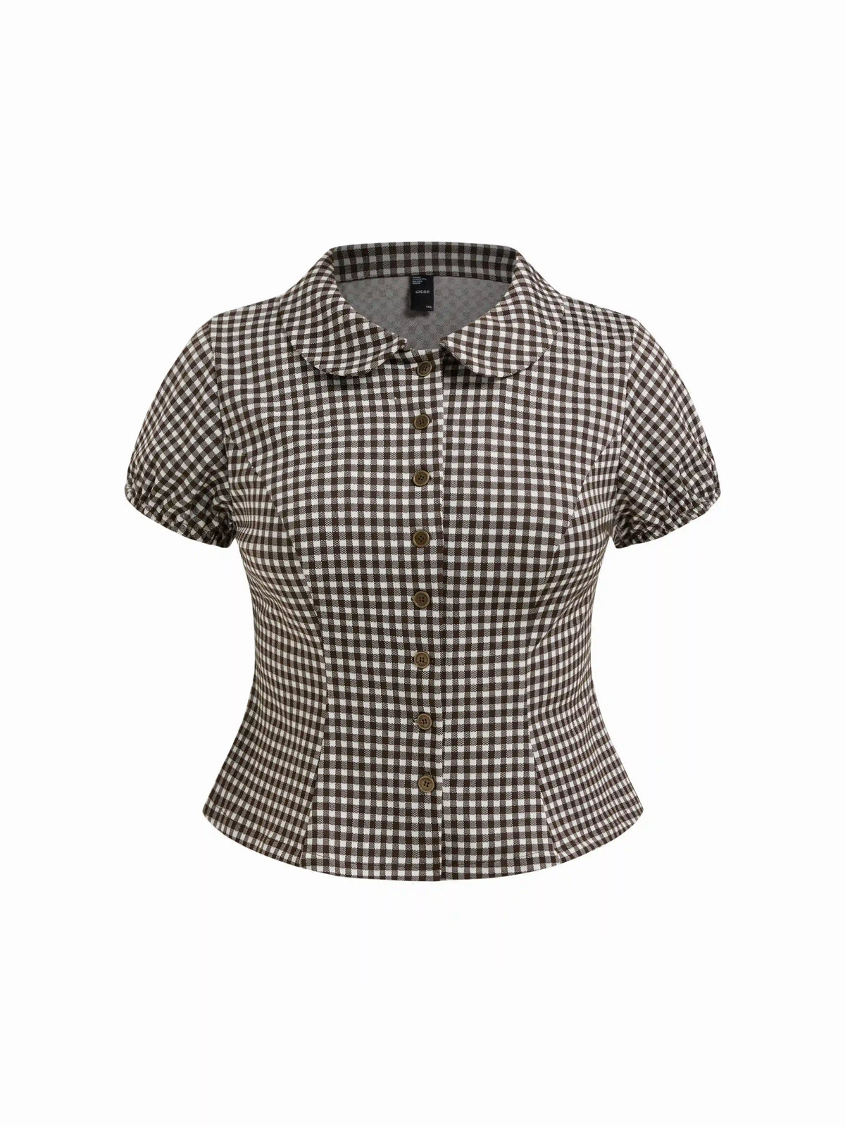 Peter Pan Collar Gingham Puff Sleeve Blouse Curve & Plus