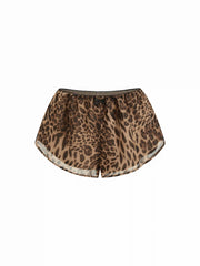 Sweetheart Neckline Leopard Bowknot Cami Top & Low Rise Shorts Loungewear Set