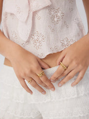 6PCS BOWKNOT & HEART & BEADED RING SET