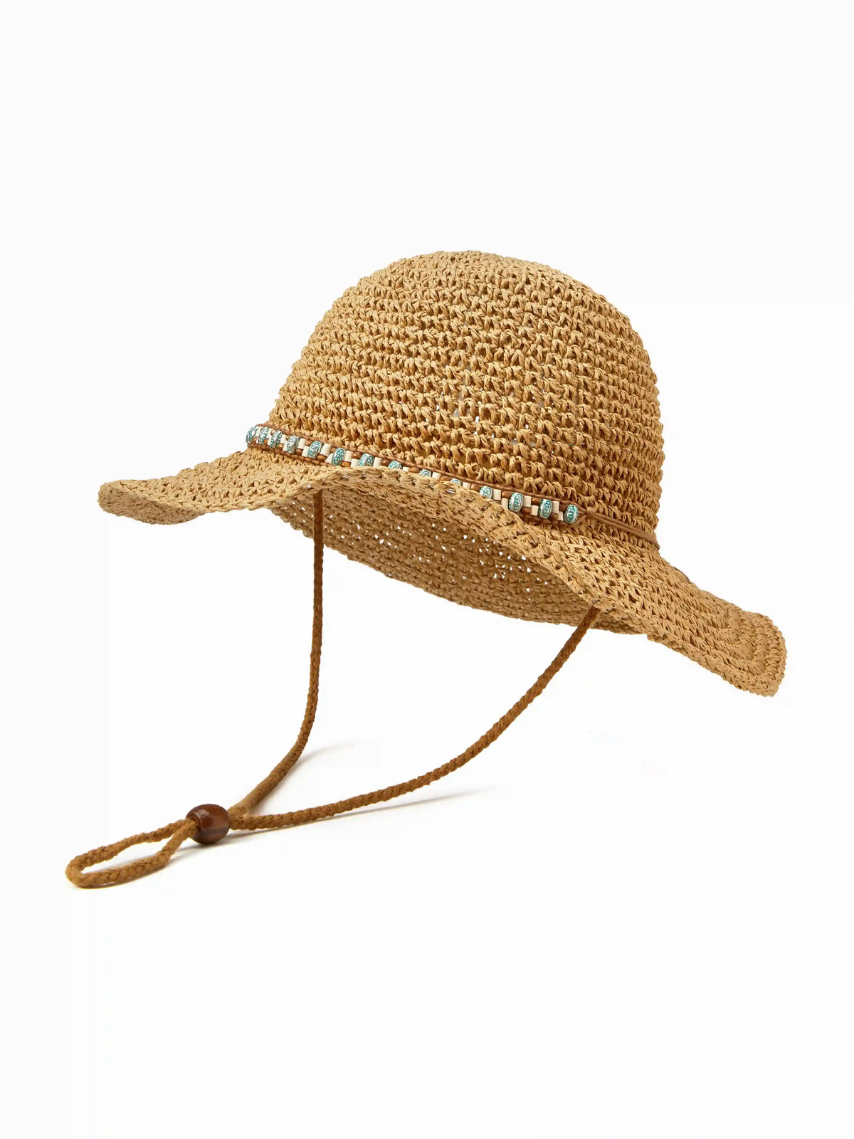 GEMSTONE DECOR LACE-UP STRAW HAT
