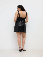 Sequin U-neckline Ruched Mini Dress Curve & Plus