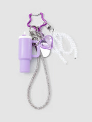 CUP & HEART & BOWKNOT BEADED & RHINESTONE ROPE BAG CHARM