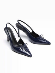 BOWKNOT POINTED TOE SLINGBACK HEELS