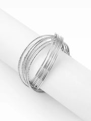 MUTLI-LAYERED TEXTURED OPEN BRACELET