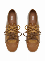 DOUBLE LACE-UP FAUX SUEDE & FAUX LEATHER SNEAKERS