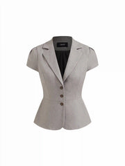Linen-blend Collar Short Sleeve Blazer