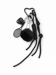 TENNIS RACKET & HEART KEYCHAIN
