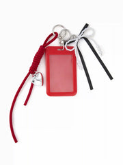 FAUX PEARL & BOWKNOT & HEART CARD HOLDER KEYCHAIN