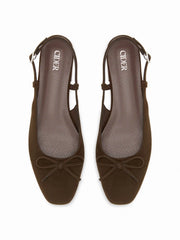 BOWKNOT FAUX SUEDE SLINGBACK FLATS