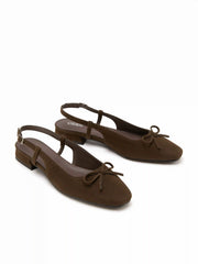 BOWKNOT FAUX SUEDE SLINGBACK FLATS