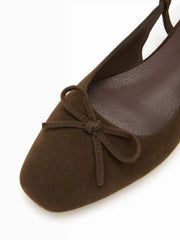 BOWKNOT FAUX SUEDE SLINGBACK FLATS