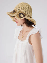 FLOWER WOVEN BUCKET HAT