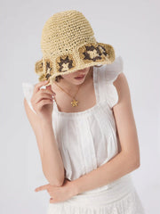FLOWER WOVEN BUCKET HAT