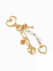 HEART & FAUX PEARL KEYCHAIN
