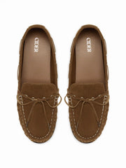 LACE-UP FAUX SUEDE LOAFERS