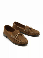LACE-UP FAUX SUEDE LOAFERS