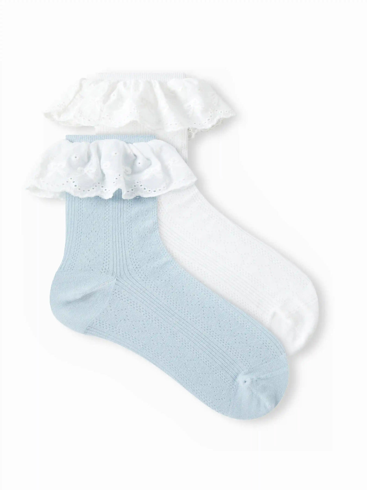 2 PAIRS BOWKNOT & LACE TRIM ANKLE SOCKS SET