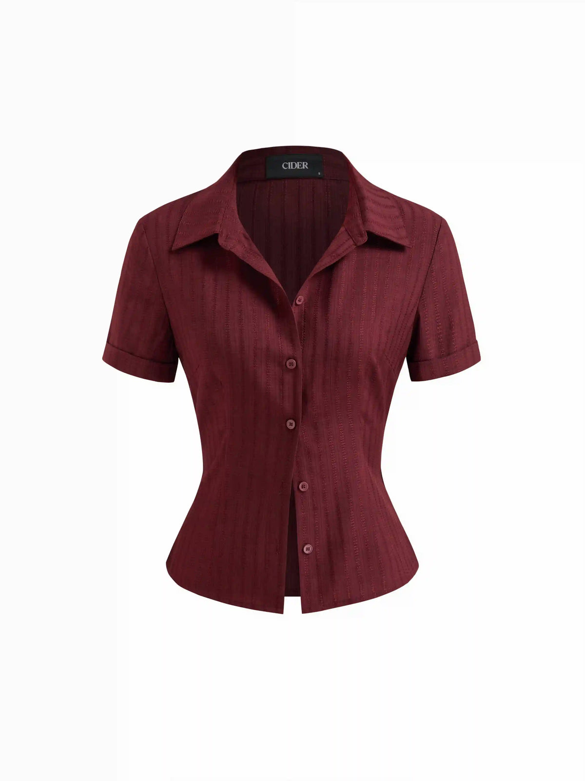 Polo Collar Texture Button Up Shirt