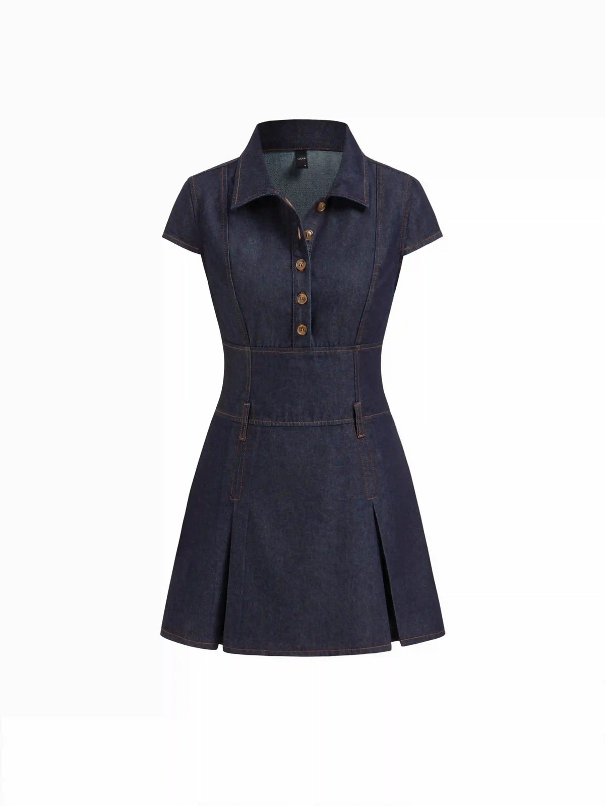 Denim Collar Button Mini Dress