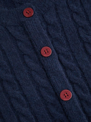 Cable Knit Cherry Embroidery Long Sleeve Ruffle Hem Top Curve & Plus