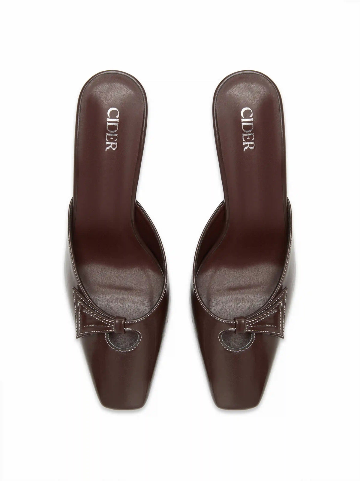SQUARE TOE BOWKNOT MULE HEELS
