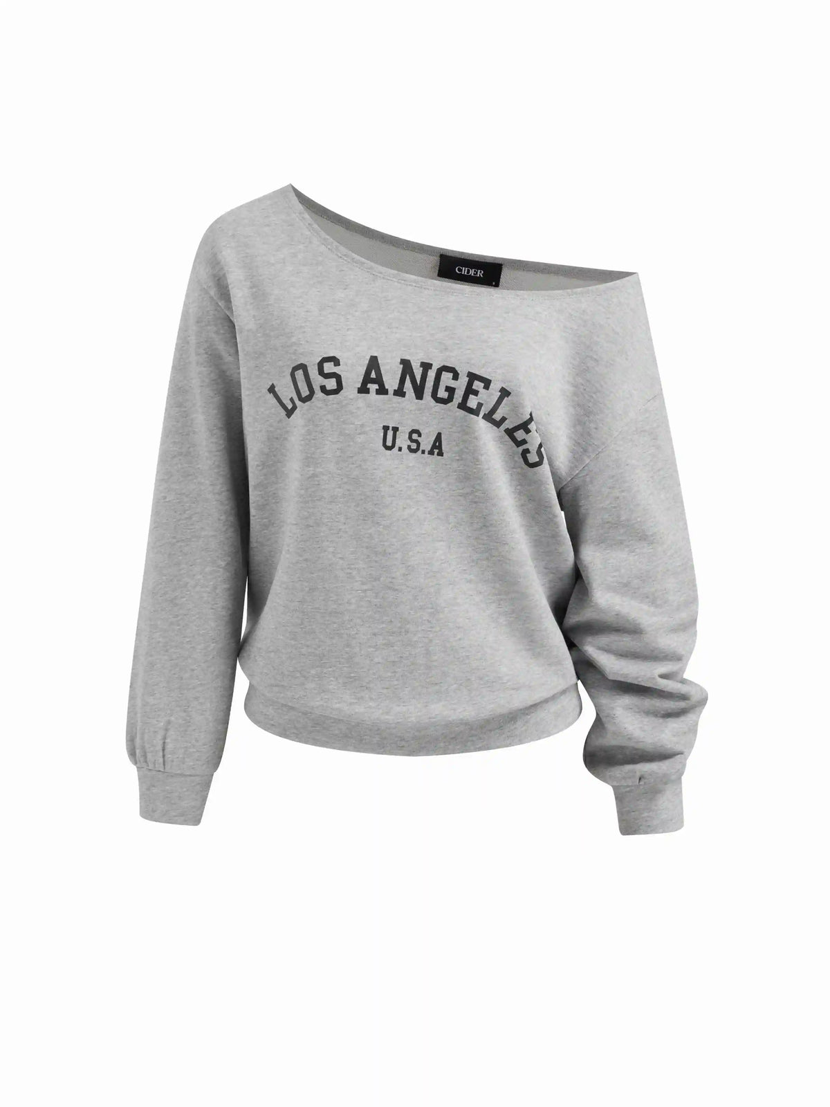 Los Angeles Terry Asymmetrical Neck Oversized Sweatshirt