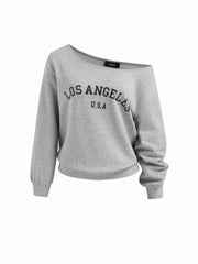 Los Angeles Terry Asymmetrical Neck Oversized Sweatshirt