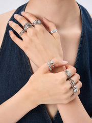 15PCS GEMSTONE & RHINESTONE & FLOWER & TWISTED RING SET