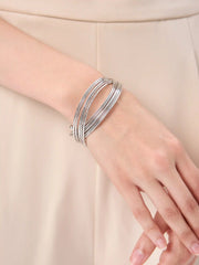 MUTLI-LAYERED TEXTURED OPEN BRACELET