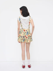 Cotton-blend Square Neck Floral Romper