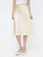 Petite Satin Ruffle Bias Cut Midi Skirt