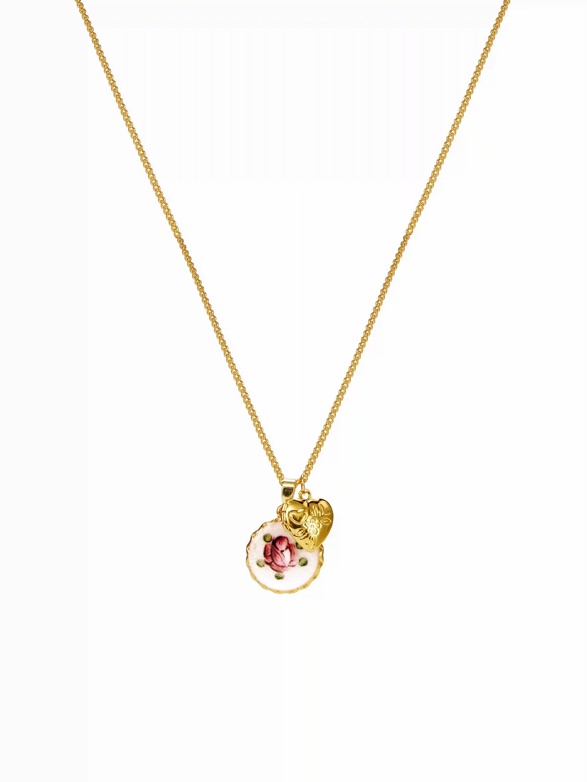 FLOWER & HEART PENDANT NECKLACE