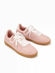 LACE-UP FAUX SUEDE SNEAKERS