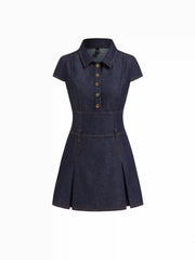 Denim Collar Button Mini Dress